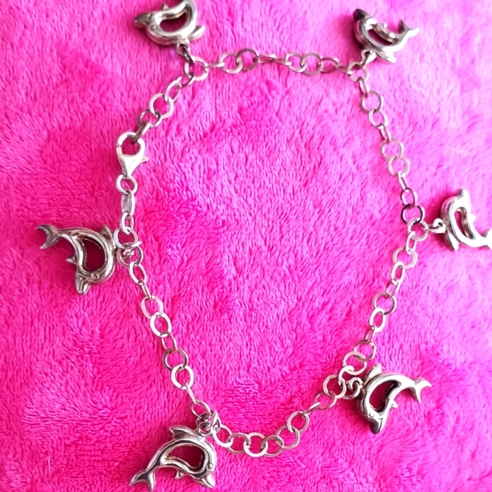 Sterling Silver Dolphin Anklet Ankle Bracelet